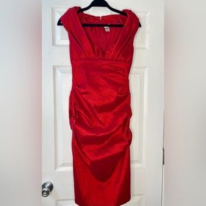 Beautiful red satin midi dress